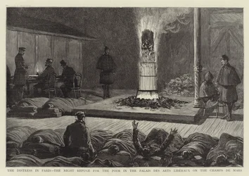 The Distress in Paris, the Night Refuge for the Poor in the Palais des Arts Liberaux on the Champs de Mars